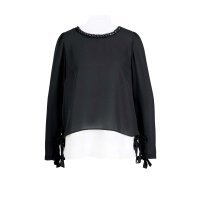 2-in-1-Bluse m. Schmuckkette, schwarz-weiß
