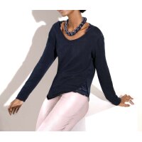 Pullover m. Seide u. Spitze, marine