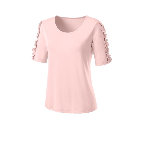 Jerseyshirt m. Rüschen, rosé