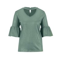 Volantshirt, grün-metallic