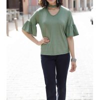 Volant shirt, green metallic
