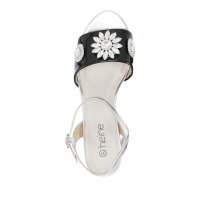 Sandal with strass, black-silver coloured