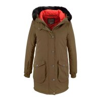 Parka su austu kailiu, chaki spalvos