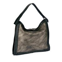 Shopper with rivets, taupe-black