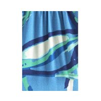 Marken-Druckkleid m.Bindeband, blau-türkis