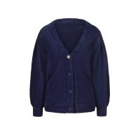 Comfort cardigan with ornamental button, navy