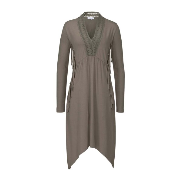 Dress with fringes, olive