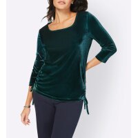 Cropped sleeve velvet shirt, petrol