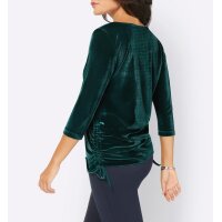 Cropped sleeve velvet shirt, petrol