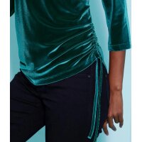 Cropped sleeve velvet shirt, petrol