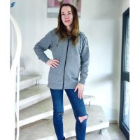 Marken-Sweatjacke, grau-melange