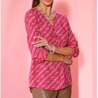 Bluse m.Krempelärmeln, camel-pink-bedruckt