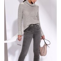 Rollkragenpullover mit Glanzgarn, hellgrau