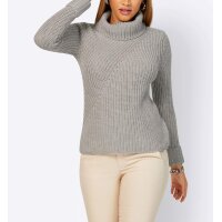 Turtleneck sweater with shiny yarn, light grey