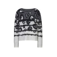 Jacquardmuster-Pullover, weiß-schwarz