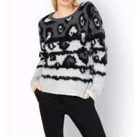 Jacquardmuster-Pullover, weiß-schwarz