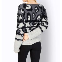 Jacquardmuster-Pullover, weiß-schwarz
