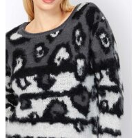 Jacquardmuster-Pullover, weiß-schwarz