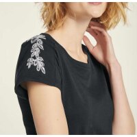 Jerseyshirt m. Pailletten-Stickerei, schwarz