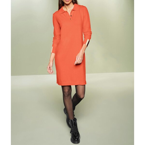 Polo collar knit dress, orange
