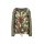 Bluse m.Bindeband, khaki-rostrot-bedruckt