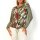 Bluse m.Bindeband, khaki-rostrot-bedruckt