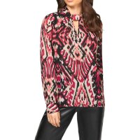 Designer-Druckbluse, schwarz-rot