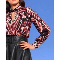 Designer-Druckbluse, schwarz-rot