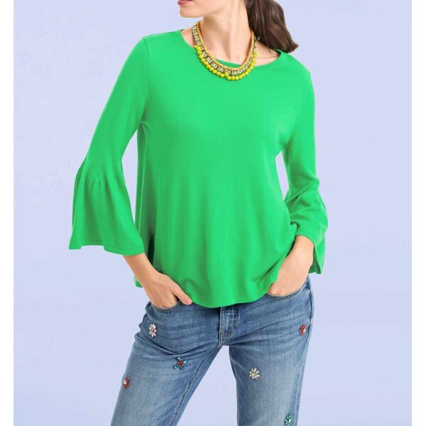Designer-Pullover m. Volants, grün