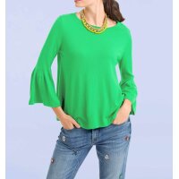 Designer-Pullover m. Volants, grün