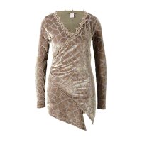 Spitzen-Samt-Ausbrennershirt, taupe