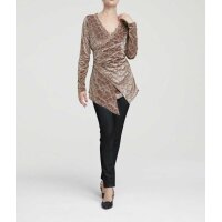 Spitzen-Samt-Ausbrennershirt, taupe