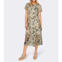 Designer-Druck-Chiffonkleid, mittelblau-smaragd