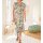 Designer-Druck-Chiffonkleid, mittelblau-smaragd