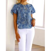 Designer-Druckbluse, blau-weiß