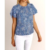 Print blouse, blue-white
