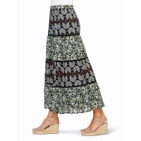 Layer print skirt, black-eucalyptus