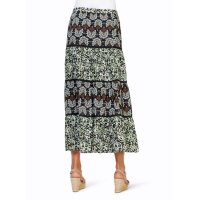 Layer print skirt, black-eucalyptus