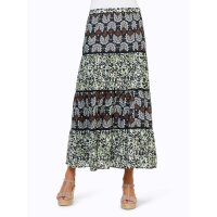 Layer print skirt, black-eucalyptus