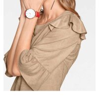 Designer-Velourslederimitatkleid, sand