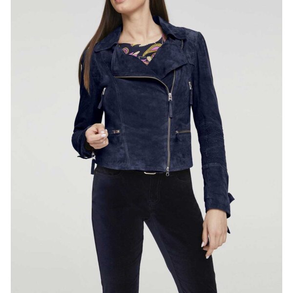 Velours biker jacket, navy