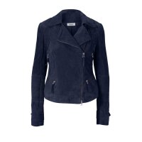 Ziegenveloursleder-Bikerjacke, marine