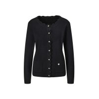 Strickjacke m. Schmuckknöpfen,  schwarz