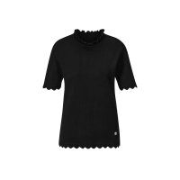 Stehkragenpullover m. Schmuckkante, schwarz