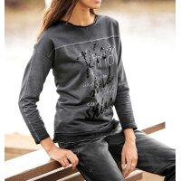 Sweatshirt m. Folien-Druck und Pailletten, anthrazit