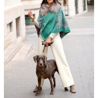 Kaschmir-Merino-Poncho m. Webpelz, smaragd