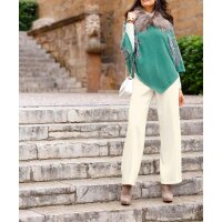 Kaschmir-Merino-Poncho m. Webpelz, smaragd