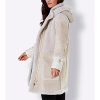 Lamb fur jacket with woven hems, sand