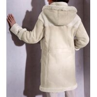 Lamb fur jacket with woven hems, sand