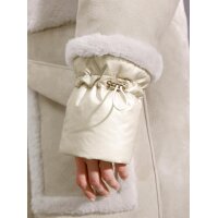 Lamb fur jacket with woven hems, sand